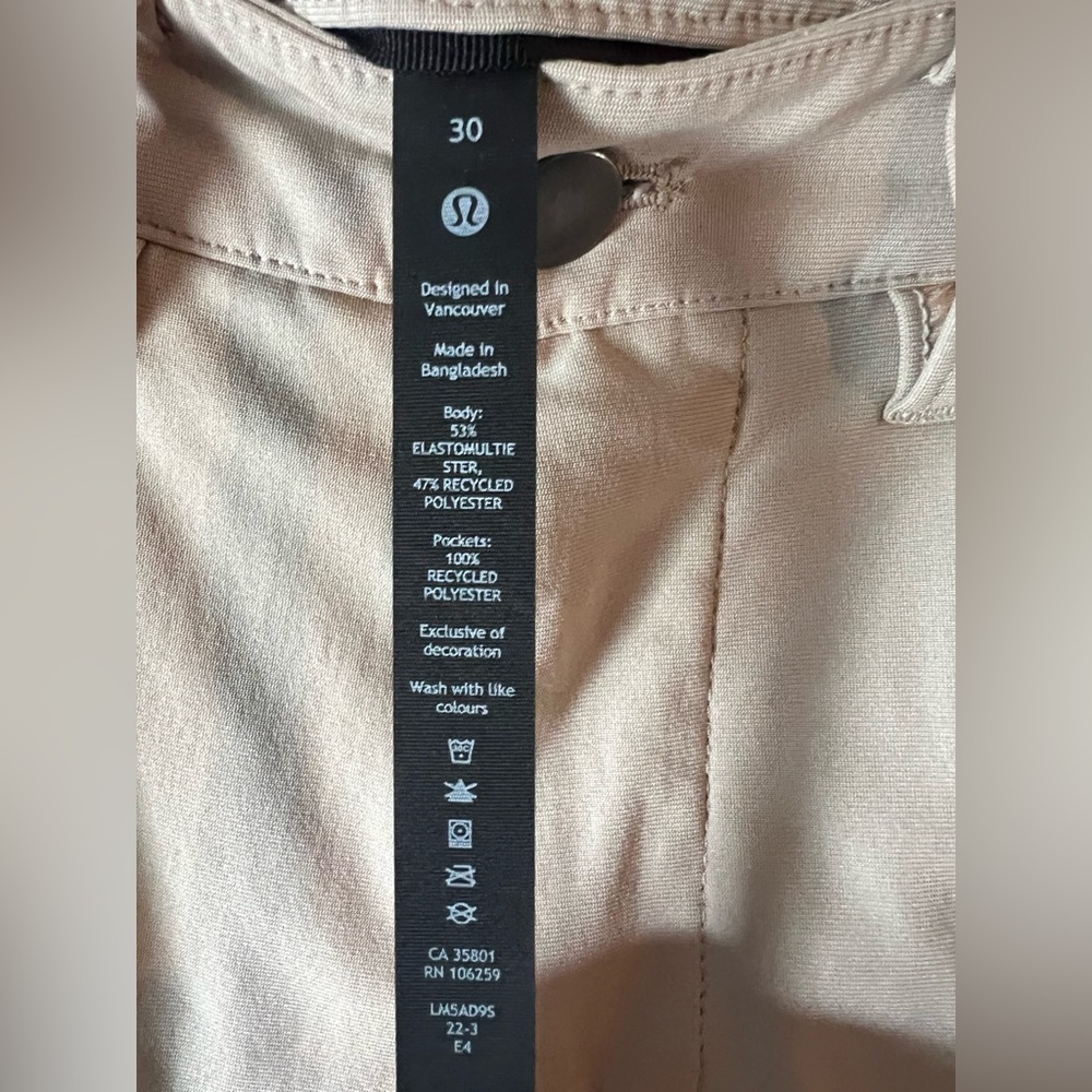 Lululemon ABC Warpstreme Men’s Chino Pants khaki tan Performance Tech Stretch 30 - Picture 12 of 16